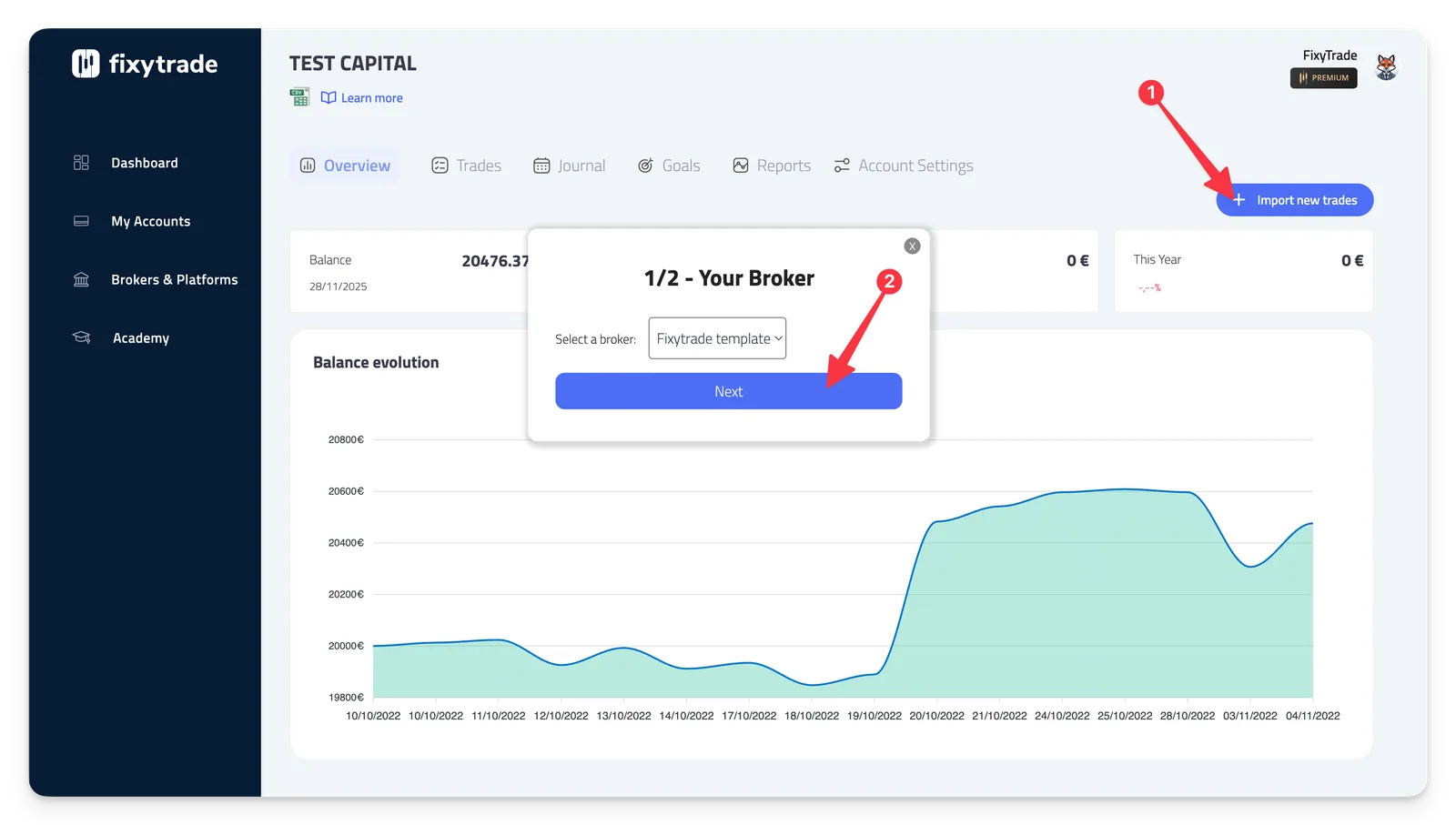 Please be patient, your trading data is being processed and will be automatically imported into FixyTrade.