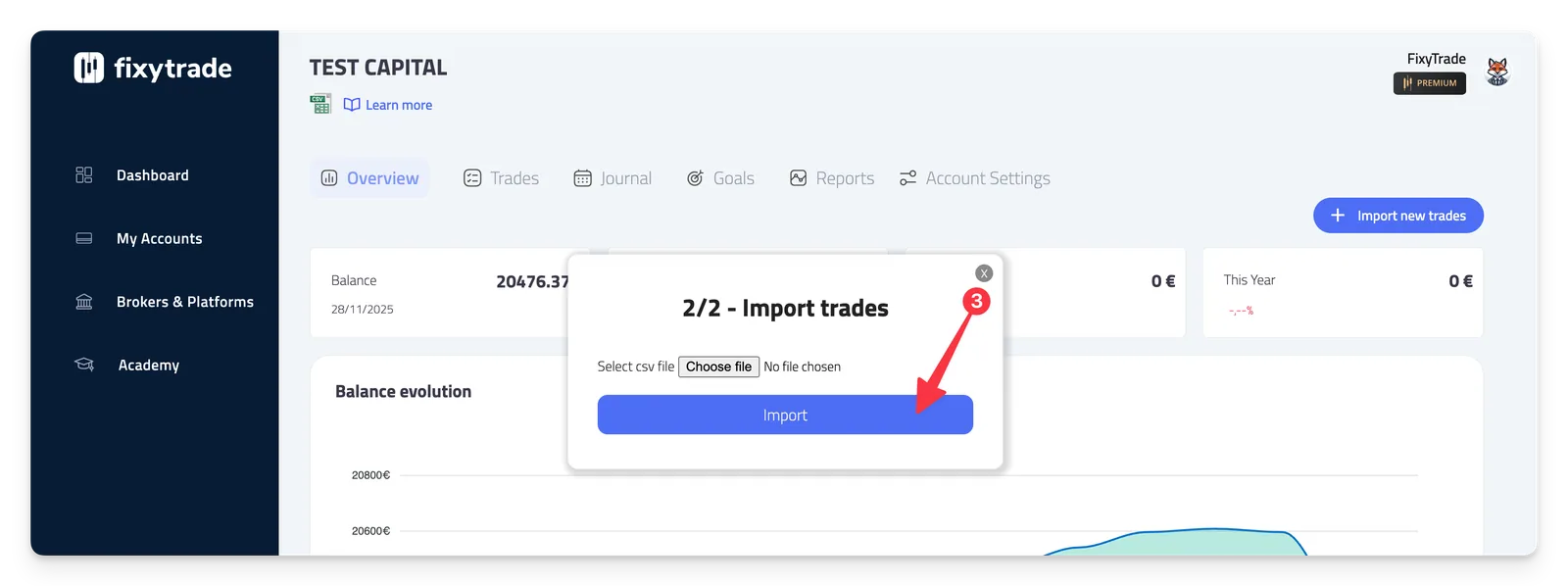 Please be patient, your trading data is being processed and will be automatically imported into FixyTrade.