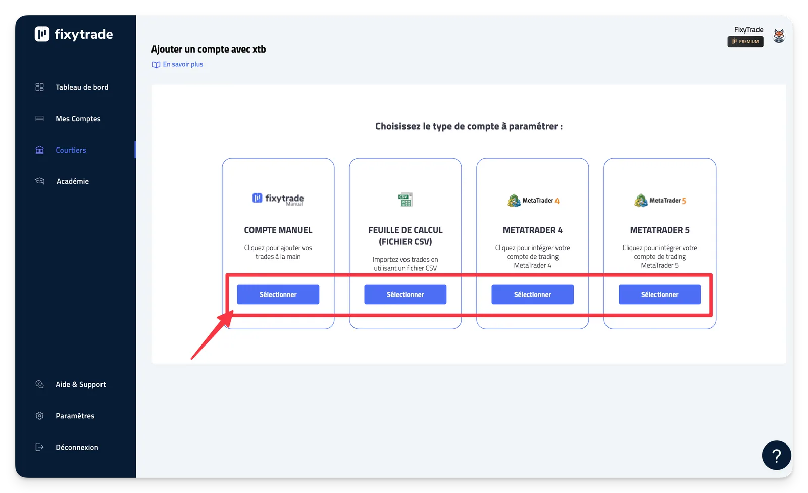 - Sélectionnez le type de compte à configurer et suivez la procédure ci-dessous