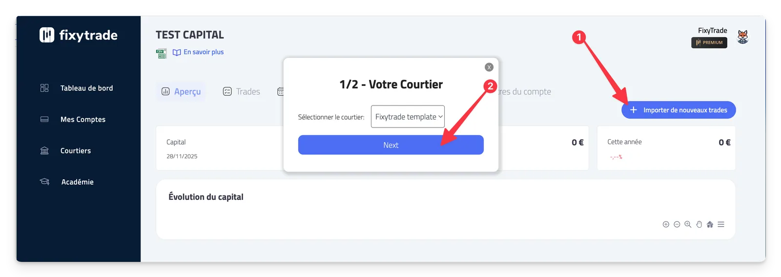 Veuillez être patient, vos données de trading sont en cours de traitement et seront automatiquement importées dans FixyTrade.