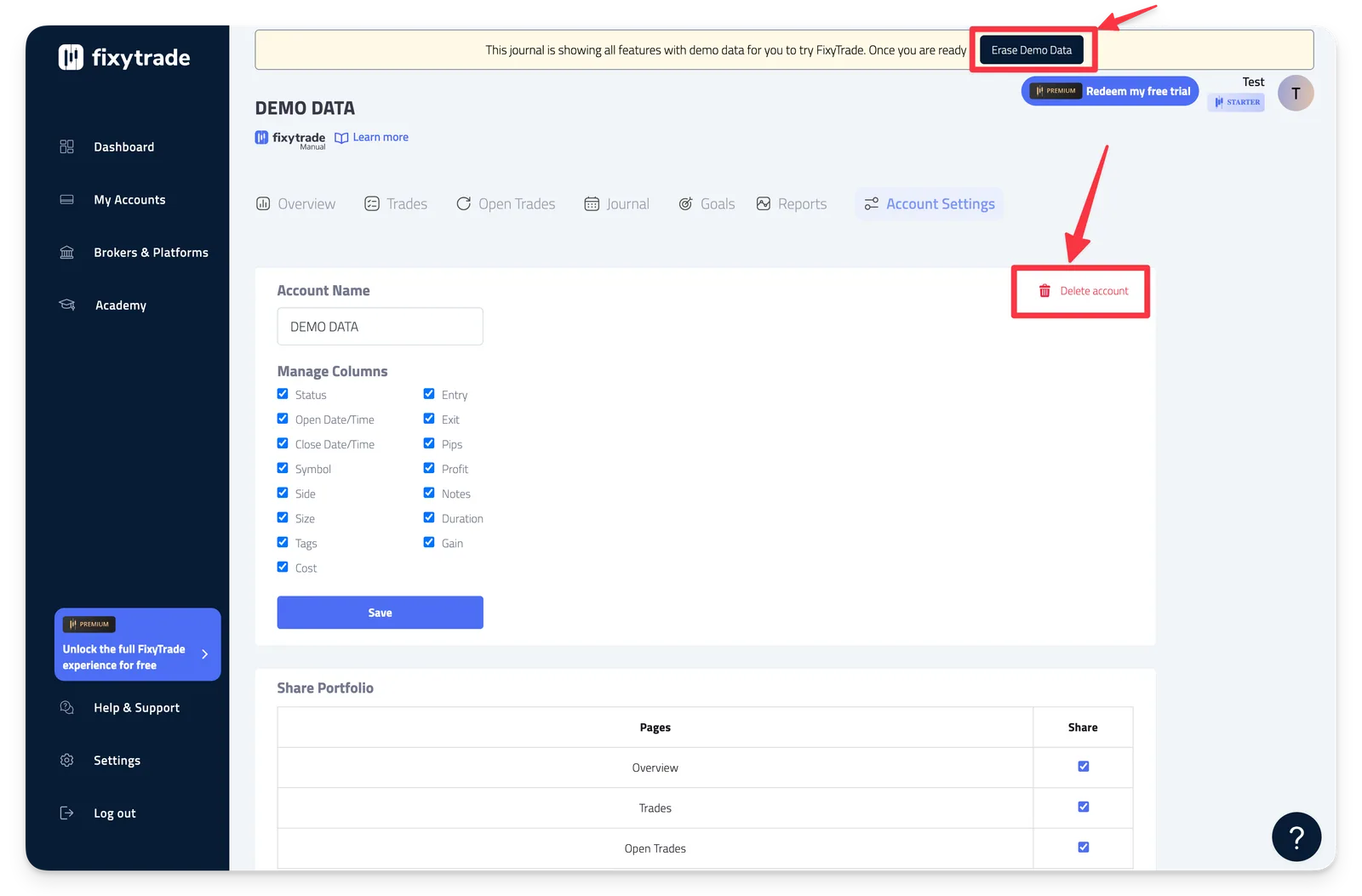 - You can also click 'Erase Demo Data'